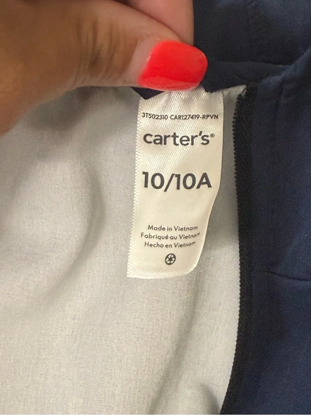 Carter’s Navy Hooded Quarter-Zip Windbreaker- Boys Size 10